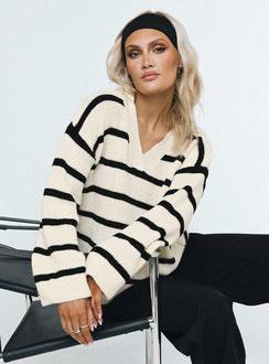 product Forte Knit Sweater Black / Cream Princess Polly  Long 