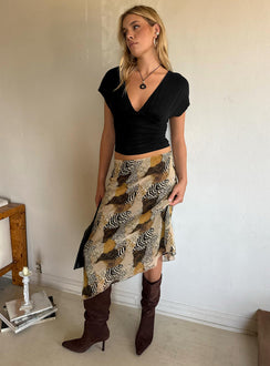 Suella Asymmetrical Midi Skirt Animal Multi
