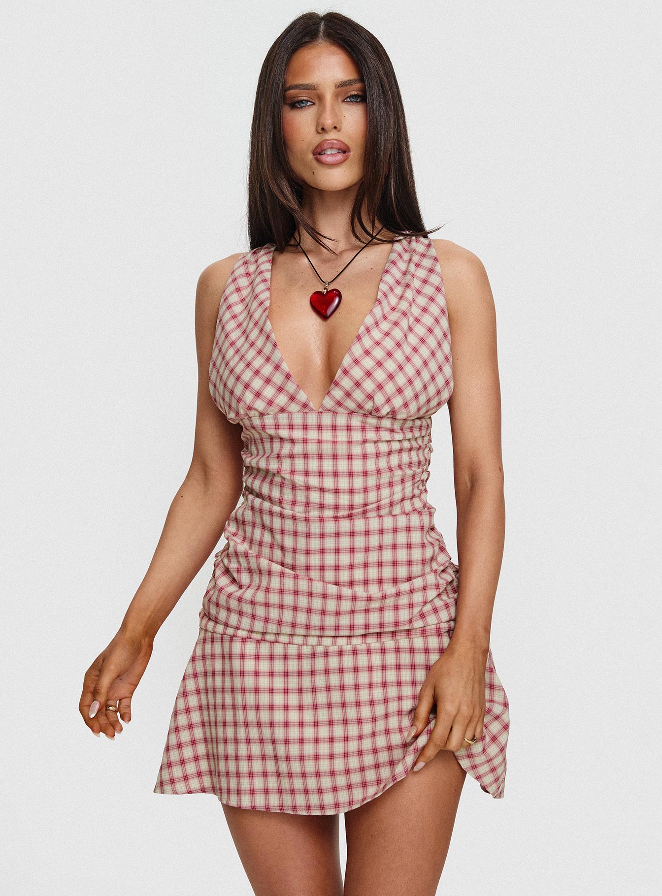 Midwest Mini Dress Red Check | Princess Polly