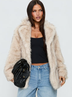 Clova Faux Fur Coat Grey