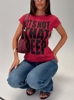It's Not That Deep Graphic Baby Tee Red