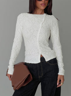 Passoni Long Sleeve Lace Top White
