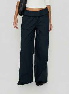 Amaiza Frill Drawstring Straight Leg Pants Navy