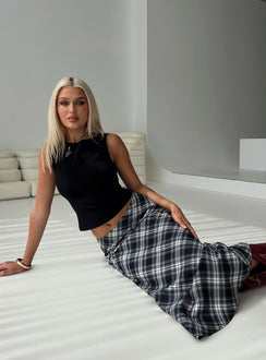   front view of model wearing Princess Polly Everlie Low Waist Maxi Skirt Check Multi 