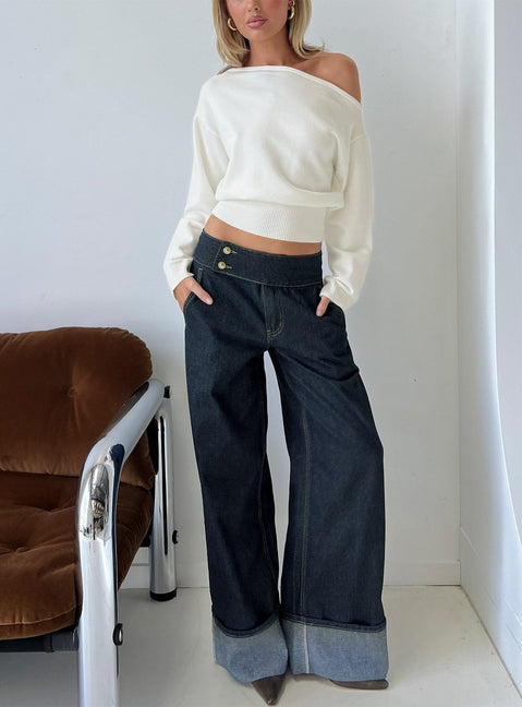 Nikoletta Foldover Jeans Raw Denim