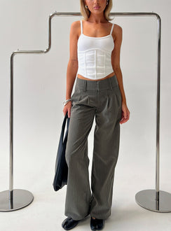 Two Lovers Low Rise Pants Grey Pinstripe