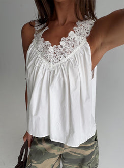 Delune Ruched V Neck Top White