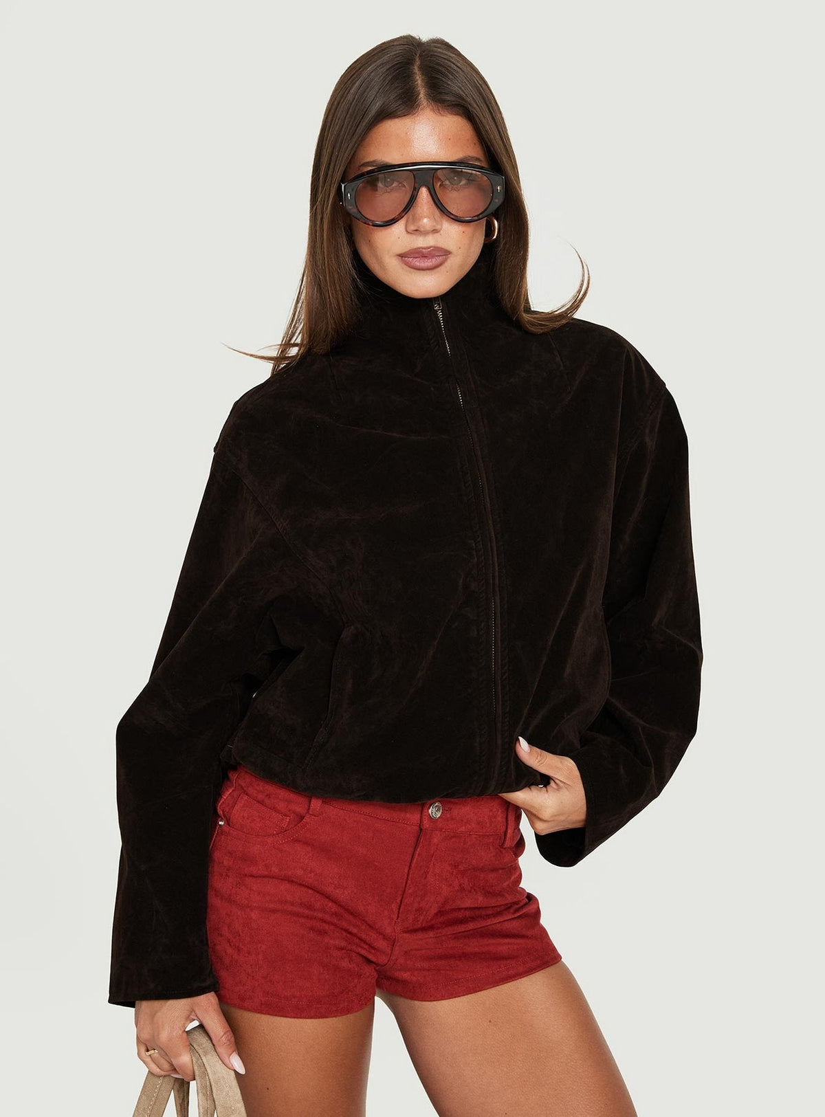 Dalmazia Funnel Neck Jacket Chocolate