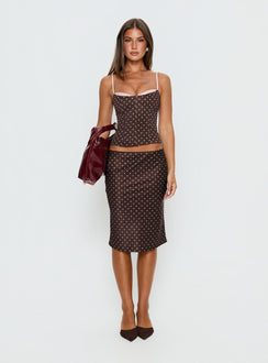 Somani Layered Corset Top Brown / Pink Polka Dot