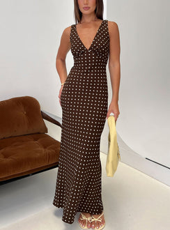 nellie maxi dress brown polka dot Nellie Maxi Dress Brown Polka Dot