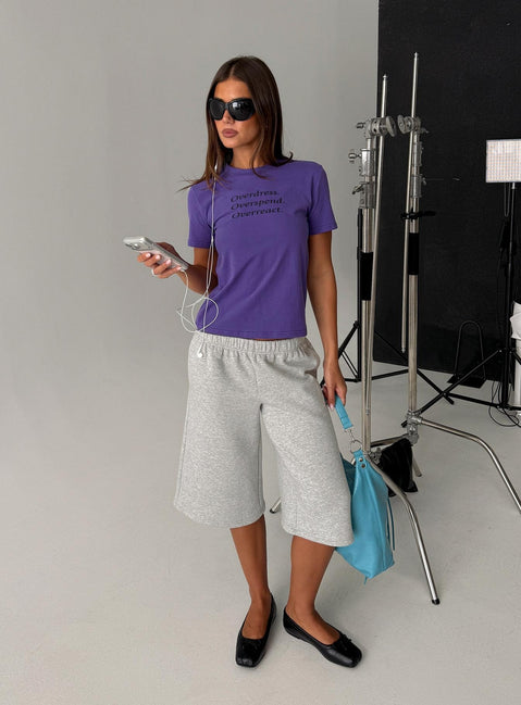 Tynen Baggy Longline Sweatshorts Grey Marle