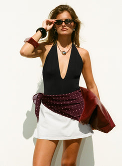 Kendrae Plunge Halter Bodysuit Black