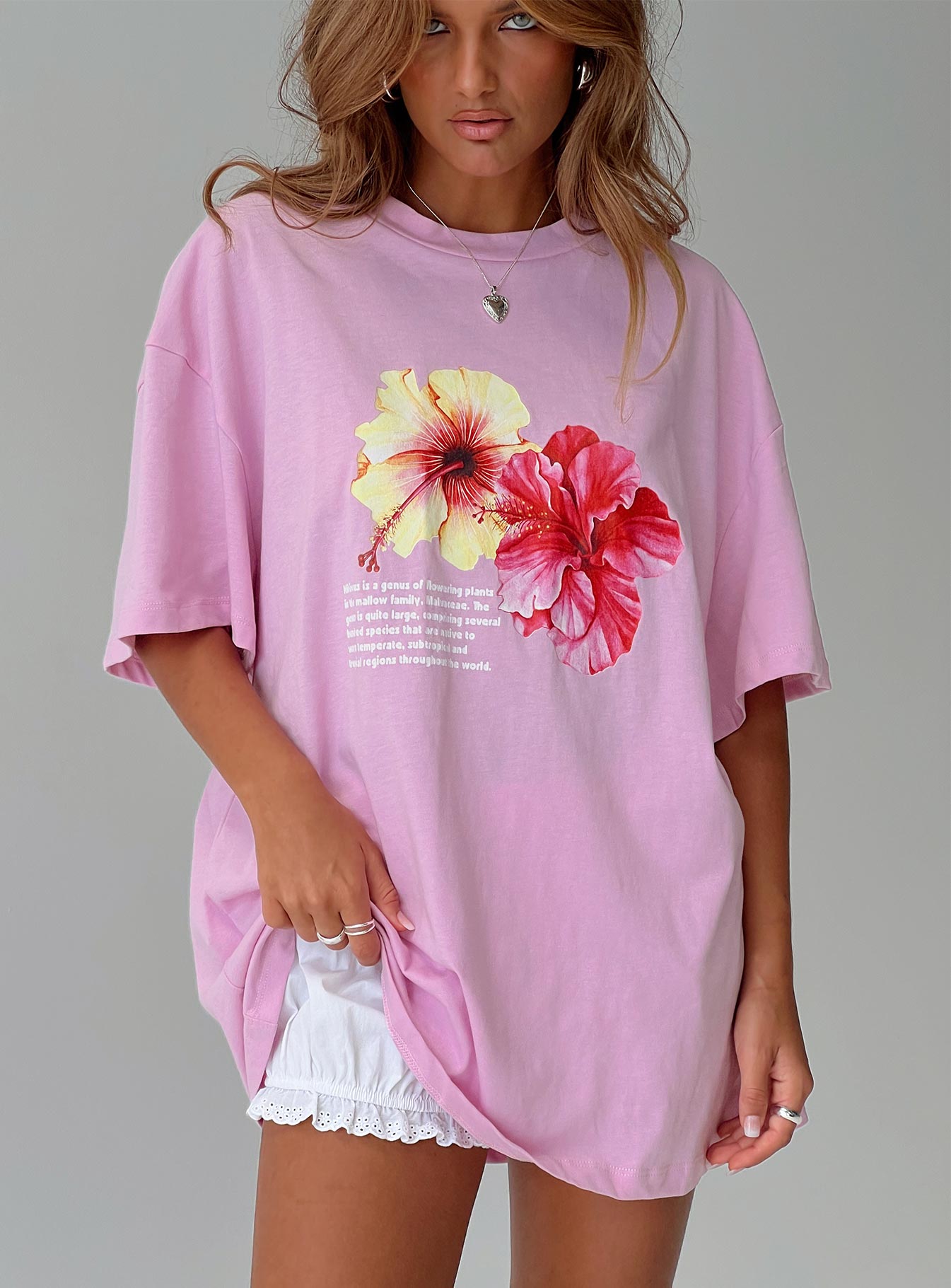 トップス house on the hill S/S Tee (Pink) 90cm Hibiscus Haven Oversized Tee Pink | Princess Polly