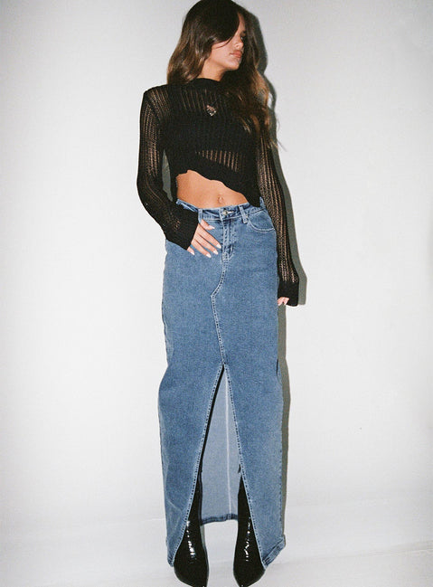 product Batkins Maxi Skirt Dark Wash Denim Princess Polly  Maxi 