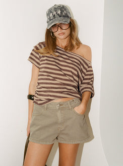 Icon Baby Off Shoulder Top Brown Stripe