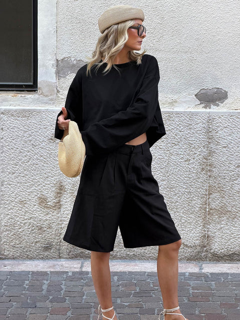 Brynah Pintuck Tailored Short Black