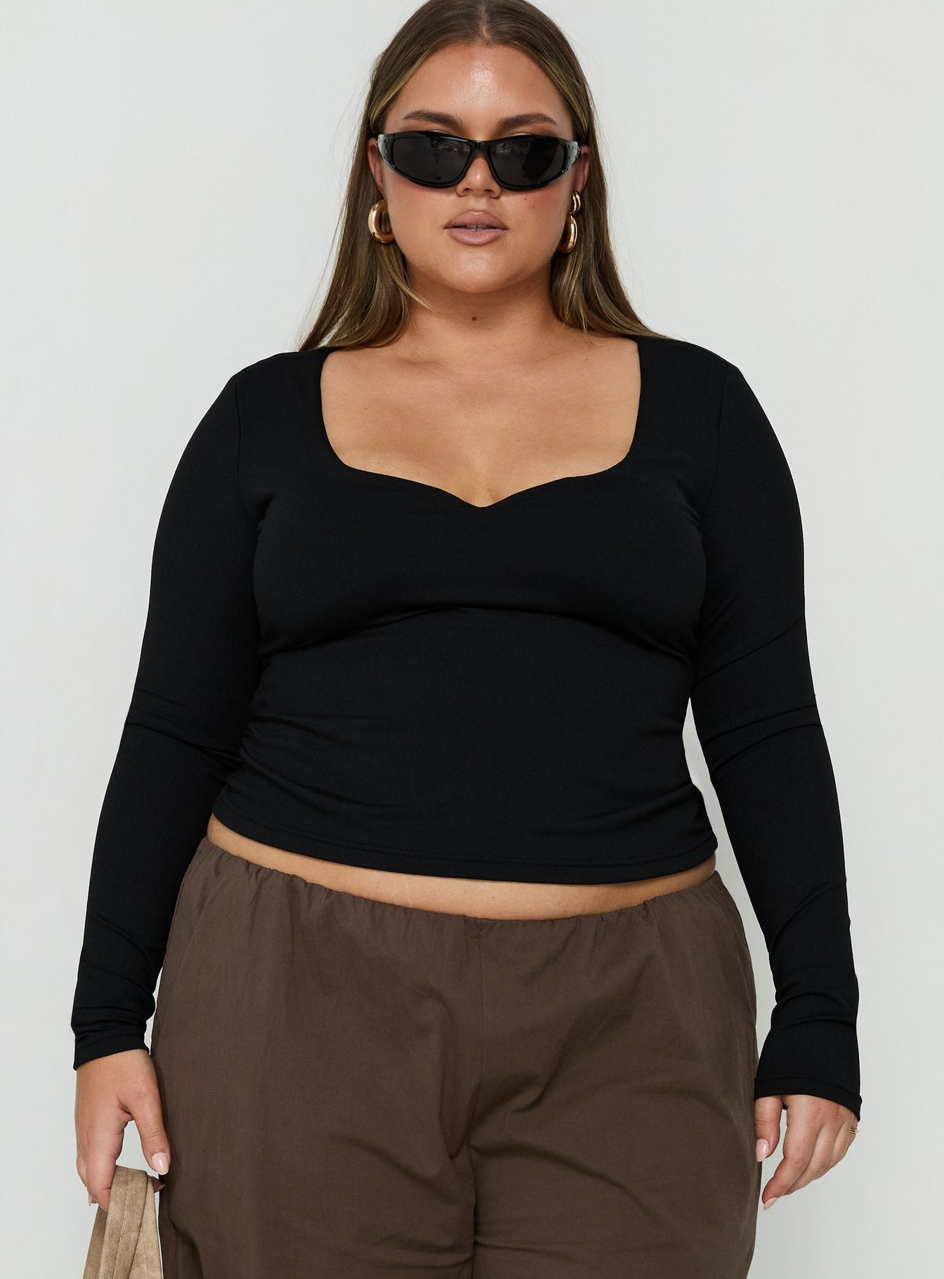 Evangelene Long Sleeve Top Black Curve