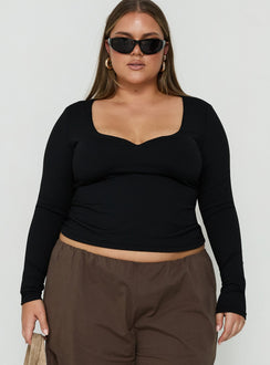 Evangelene Long Sleeve Top Black Curve