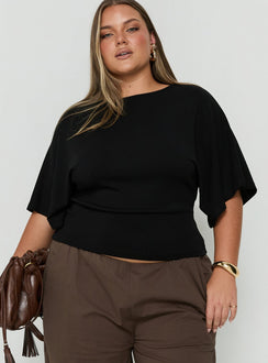 Arazia Cinched Short Sleeve Top Black Curve