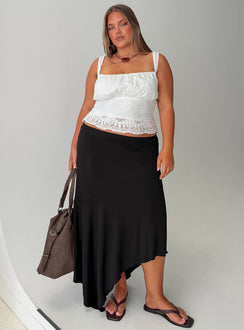 Futura Asymmetrical Midi Skirt Black Curve