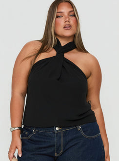 Adalynne Twist Front Top Black Curve