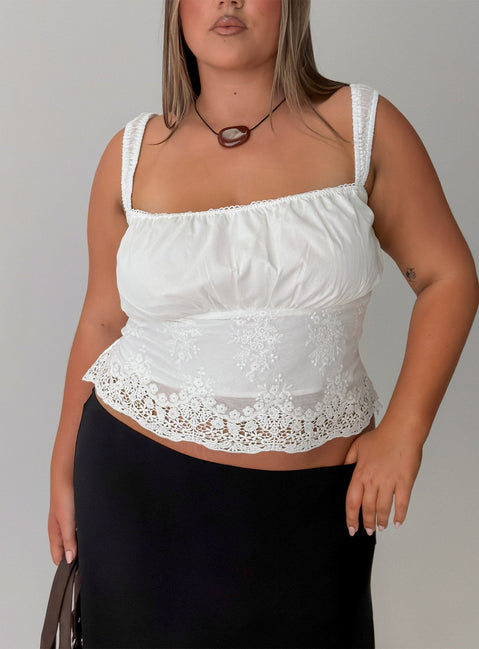 Starlina Lace Trim Cami Top White Curve
