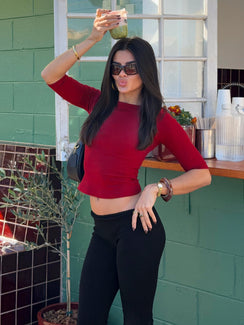 Elaia 3/4 Sleeve Top Red