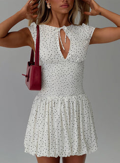Ladybug Mini Dress White Polka