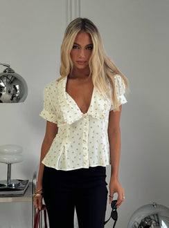 Esmarie Blouse Top White Floral
