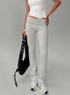 front view of model wearing Princess Polly Movement Yoga Pant Grey Marle Low Rise Pants 