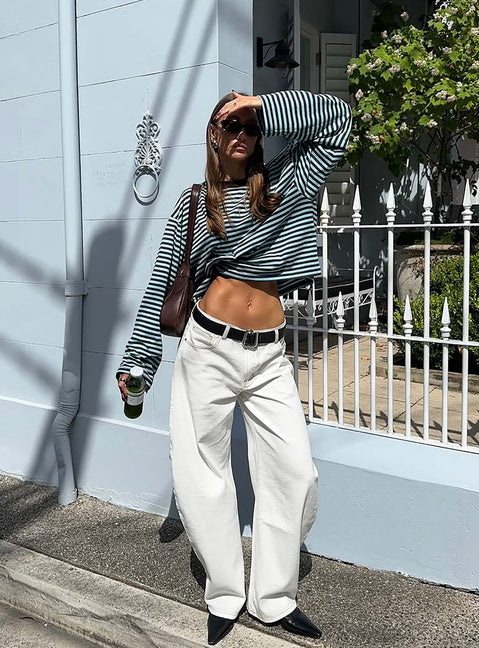 Bloom Long Sleeve Chocolate Sea Stripe