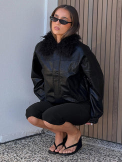 Humankind Faux Fur Jacket Black
