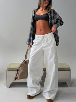 Laurella Cargo Tie Waist Pants White