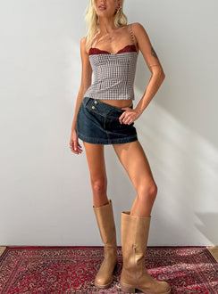 Ladena Mid Rise Double Button Mini Skirt Raw Denim