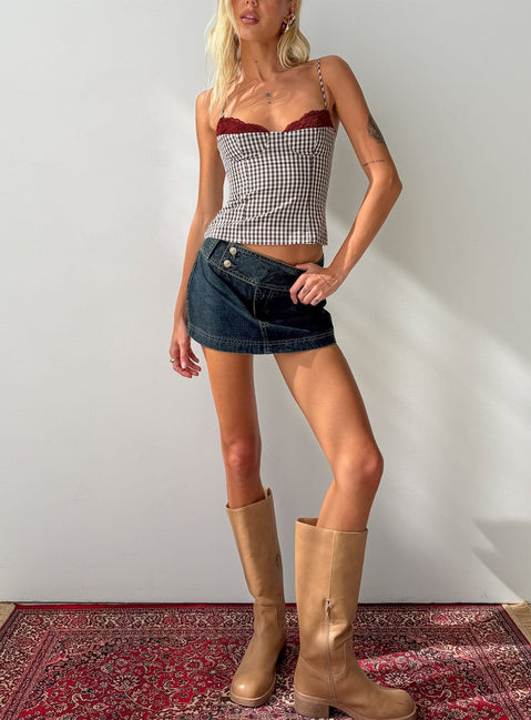 Ladena Mid Rise Double Button Mini Skirt Raw Denim
