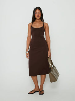 Esmiana Slinky Midi Dress Chocolate