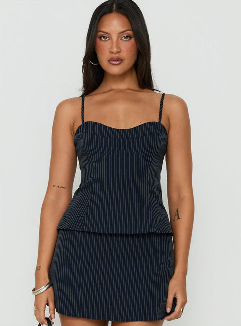 Laeyla Tailored Cami Top Navy Pinstripe