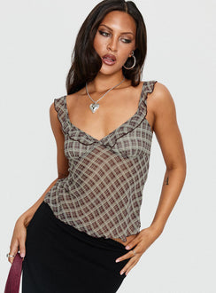 Zayliah Frill Detail Top Wine Check