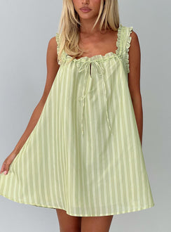 Swing Mini Dress Green Stripe