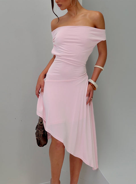Yesina Halter Jersey Midi Dress Pink