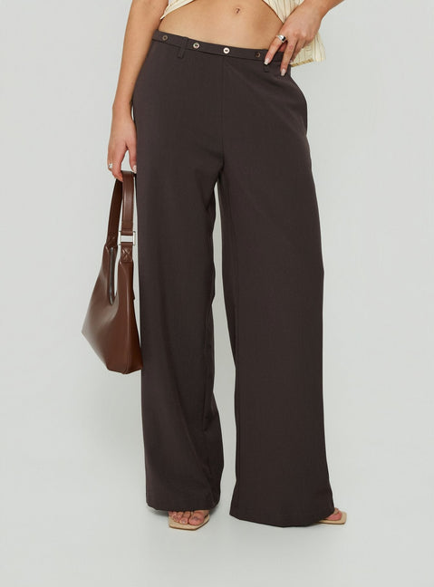 Mericana Low Rise Wide Leg Pants Brown