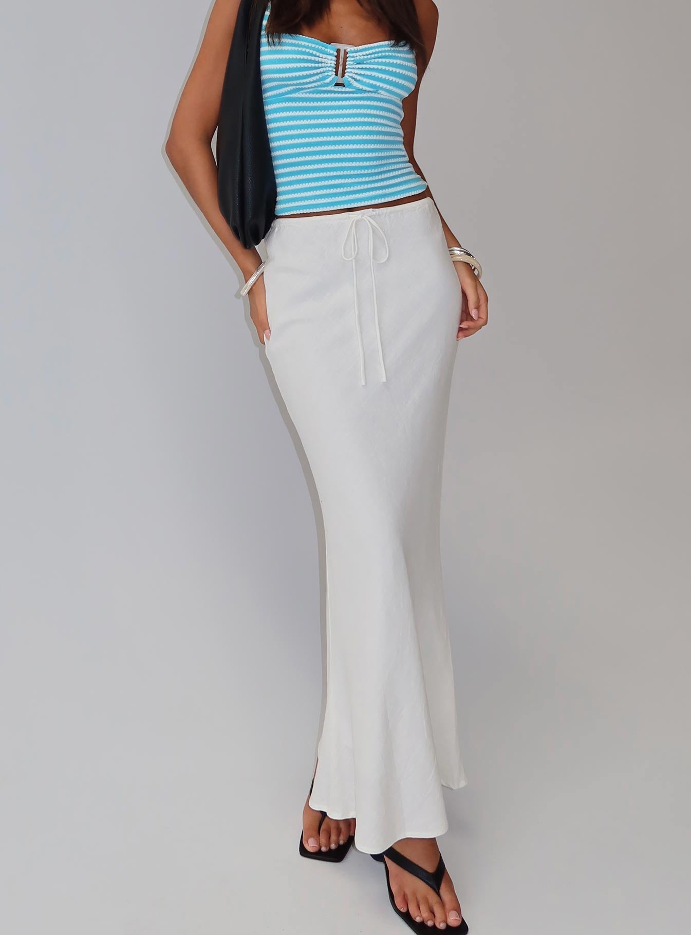 Mercer Linen Blend Maxi Skirt White
