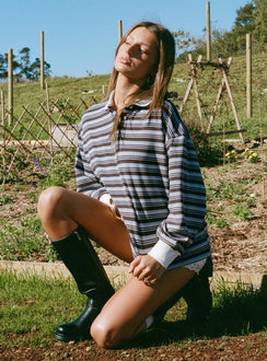 Smoke Signal Collared Jumper Blue Stripe