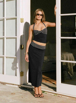 Norelle Halter Set Black Polka