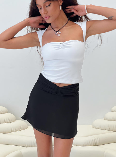 Front view of model wearing  front Perrin Mini Skirt Black Princess Polly  Mini Skirts 