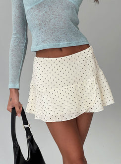 back view of model wearing Princess Polly Sonsie Mini Skirt Cream Mini Skirts 