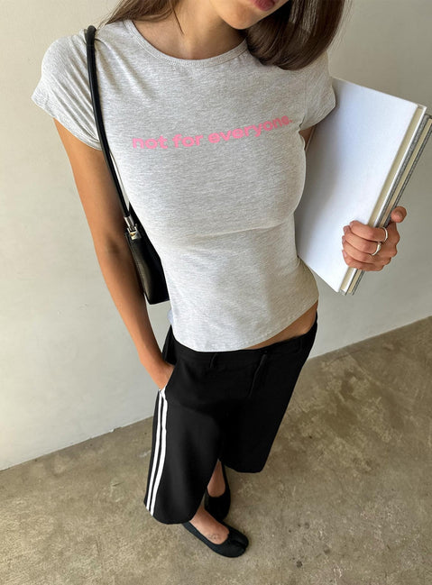 Not For Everyone Graphic Baby Tee Grey Marle / Pink