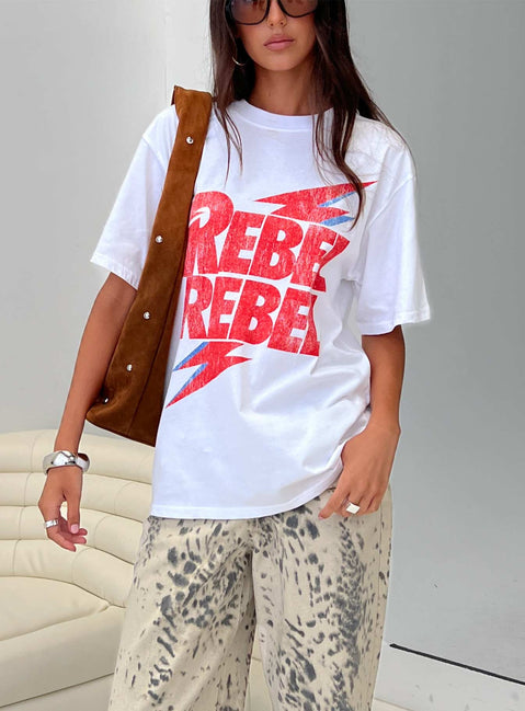 Rebel Rebel Oversized Graphic Top White