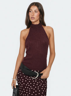 Zariela High Neck Sleeveless Top Burgundy