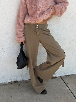 Kellenna Straight Leg Low Rise Cargo Pants Khaki